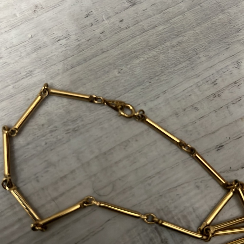 Vintage Artistry 2 toned gold and silver tone metal bar chain necklace modernist - Picture 4 of 5
